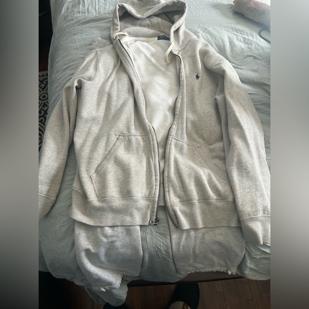 Ralph Lauren Cream and Gray Hoodie